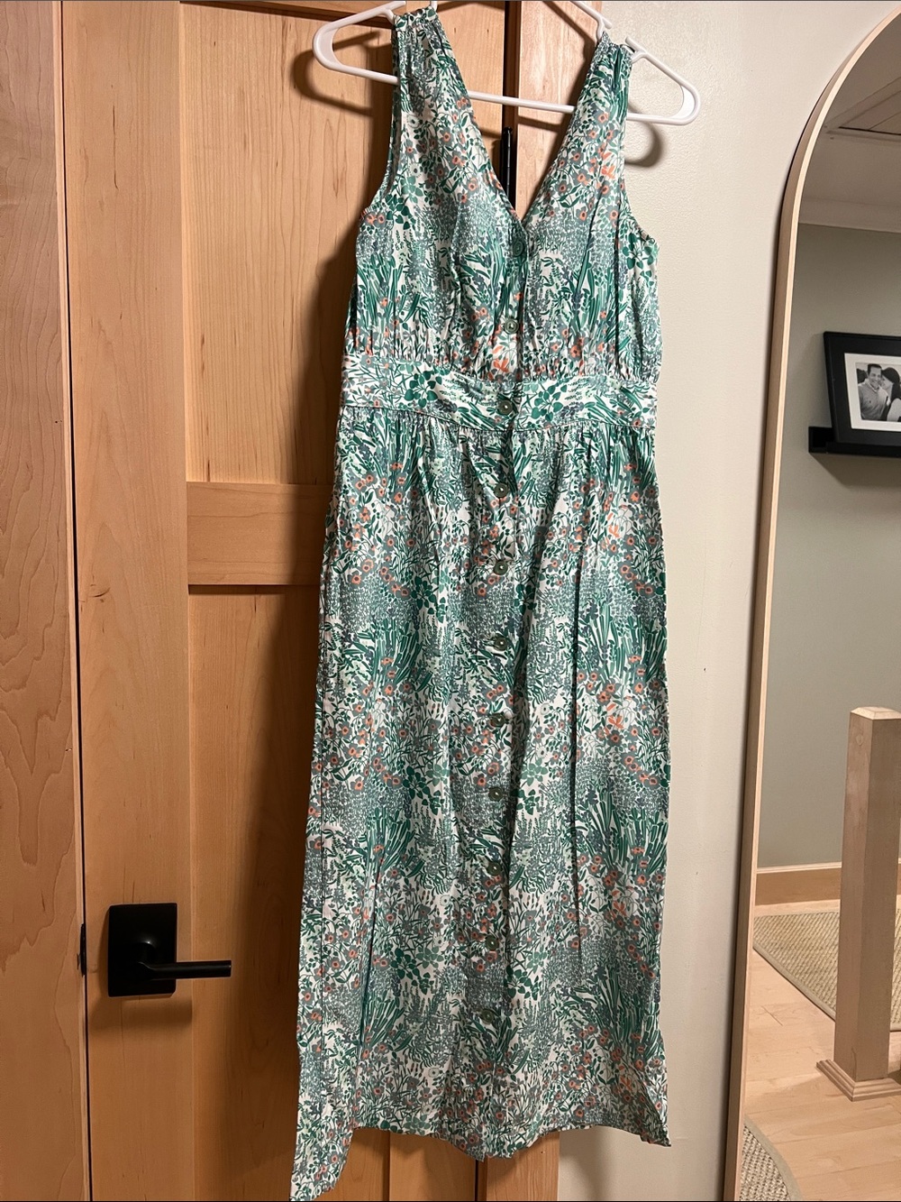 Tuckernuck Green Floral V-Neck Midi Dress